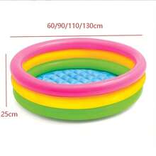 Multi-Size Inflatable Swimming Pool / Rainbow Triple Ring Design / Leisure Water Play PVC Pool - A - View 4