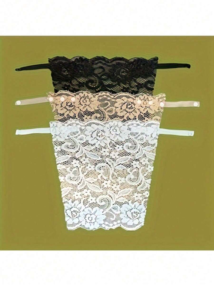 3pcs Elegant Floral Anti-Glare Bra Pads - Fashionable & Comfortable Padded Inserts, Lace Knit Lining, Random Color