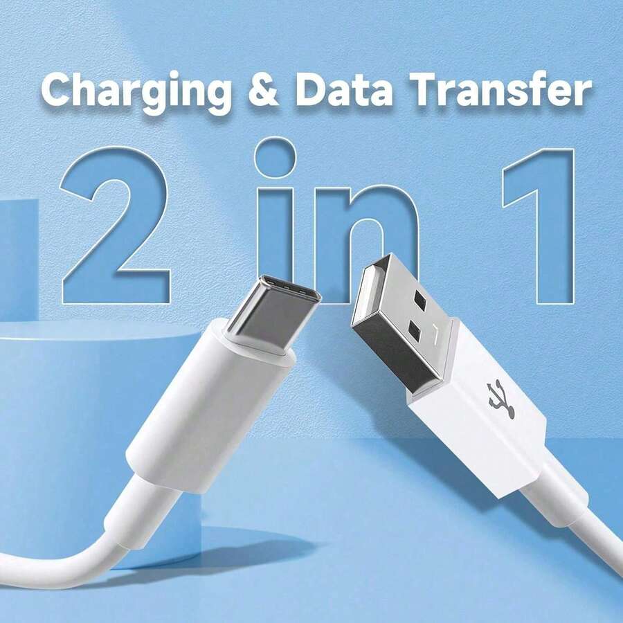 USB-C快速充电器适配器，带扁平PVC数据线，兼容Mate 30及其他智能手机 - 彩色 - 查看 1