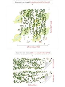 2pcs Green Plant Vine Butterfly Wall Stickers, Decorative Decals For Living Room, Entryway, Bedroom, Removable PVC Wall Sticker - 69301-green Vine Chasing the Wind - View 7