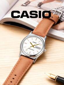 Casio Đồng hồ nữ LTP-V006L-7B2, Mặt số trắng cổ điển với số La Mã, Dây da nâu, Bộ máy thạch anh, Chống nước 30M, Mỏng, Thoải mái khi đeo hàng ngày, Đi làm, Văn phòng, Hẹn hò và Những dịp trang trọng, Đồng hồ thời trang thanh lịch dành cho nữ - trắng - Xem 7