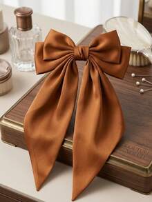 1 pièce Nœud, Grand nœud pince à cheveux pour filles, Accessoire de cheveux élégant pour queue de cheval, Festival, Fête - Rouille - Voir 5