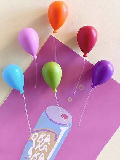 [Random Color] 1 Set/6pcs Colorful Balloon Magnetic Stickers, Fridge Memo Magnets, Decorative Balloon Shaped Fridge Magnets, Cute Colorful Magnetic Stickers