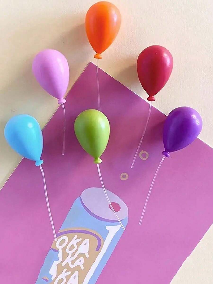 1 Set/6 piezas Pegatinas magnéticas de globos coloridos, imanes de nevera, imanes decorativos con forma de globo para nevera, pegatinas magnéticas coloridas y lindas