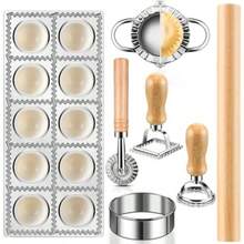 8 Piece Raoli Mold Et Raoli Cutter Raoli Maker Cutter With Roller Wheel Raoli Cutter Et With Wooden Handle Pata Making Kit For Raoli Pre Mold. Uitable For He And Retaurant U - Burlywood - View 1