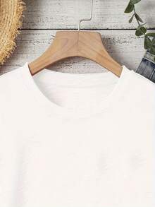 Women's Casual Short-Sleeved Cotton T-Shirt With Eye-Catching "QUEEN" Print - White Crew Neck Top, Machine Washable, Medium Stretch, Suitable For Everyday Wear In Spring And Summer, Comfortable Fit. Simple T-Shirt For Everyday Use. - 白色 - 查看 4