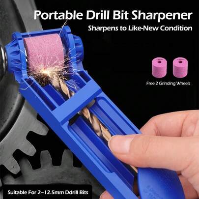 ポータブル ドリルビット研磨機 - 2-12.5mmドリルビット用 電動ダイヤモンド研磨ホイール - 高速研磨, ブルー - DIY&プロ仕様