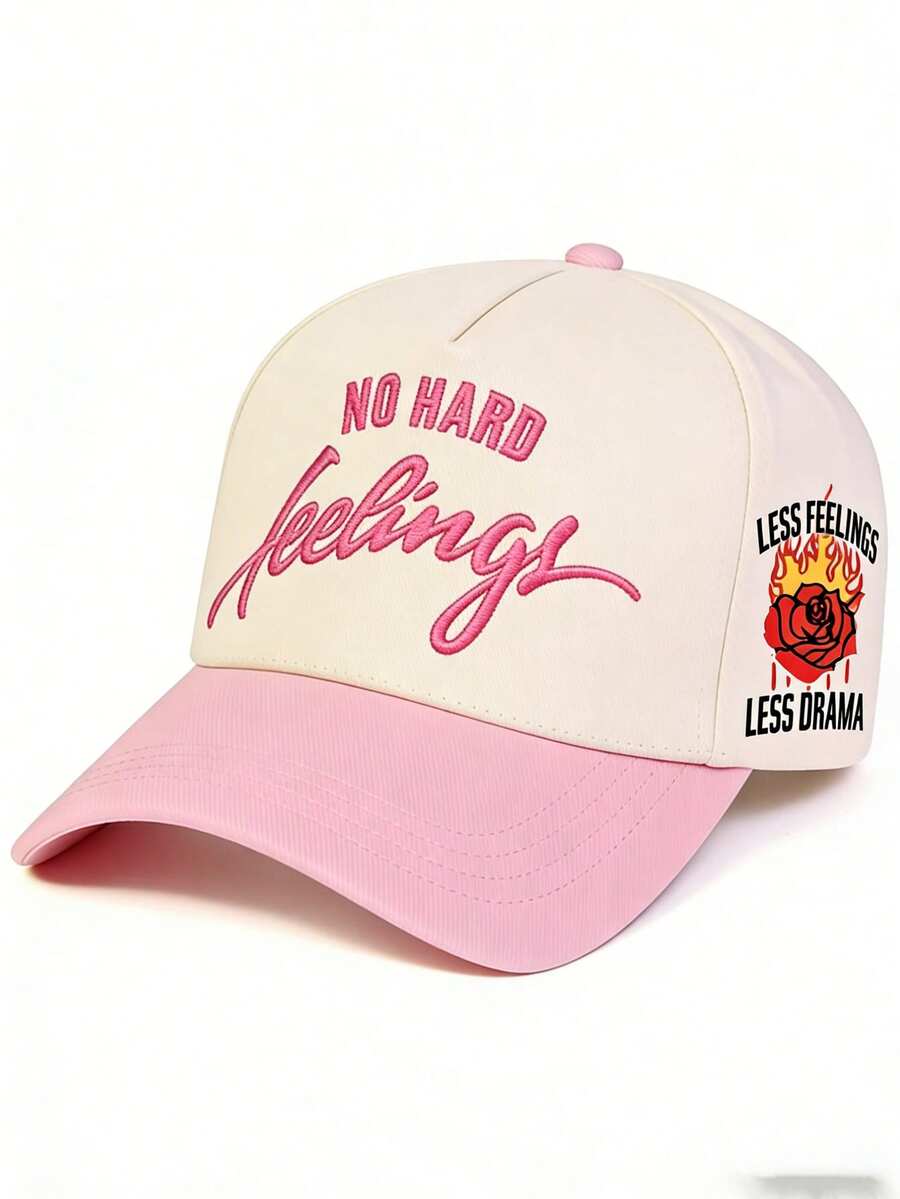 1 chiếc mũ lưỡi trai nam "NO HARD" thêu hoa hồng, có thể điều chỉnh, thích hợp cho hoạt động ngoài trời, chống nắng, mùa xuân, mùa thu, du lịch, bãi biển, kỳ nghỉ, lễ hội.