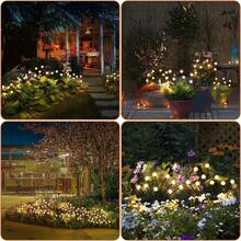 2/4-Piece Solar-Powered Firefly String Lights,8 Lights, IP65 Waterproof Rating, Solar Decorative Lighting For Patios And Yards, Outdoor Garden Path Lights,Made Of Weather-Resistant Plastic, Easy To Install (Mounting Accessories Included) - 暖白光 - 查看 6