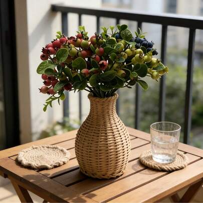 1 Cành (4 đầu) cao 11,8 inch (khoảng 30cm) Cành cây giả nhiều màu sắc, trang trí nhà cửa mùa xuân cho phòng khách, phòng ngủ, bàn ăn, phụ kiện cắm hoa.