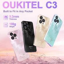 Điện thoại thông minh OUKITEL C3 Android 14 bản mở khóa, 2025-16GB+64GB, màn hình giọt nước 6.52", pin 5000mAh, camera 13MP, bộ xử lý 8 nhân, cảm biến vân tay/jack tai nghe 3.5mm/GPS - Màu xanh lam - Xem 6