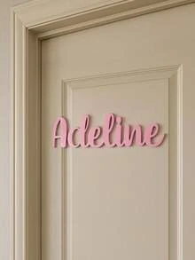 1pc Customized Wooden Wedding Name Plate, Personalized Bride Shower Party Name Tag, Thick Wooden Board, Home Decor Gift, Wedding Decoration - Pink - View 2