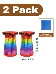 Upgraded Collapsible Stool Chair, Retractable Camping Chair, Space Saving Folding Stool, Lightweight, Sturdy, Adjustable, Portable Chair Or Footrest, Garage Stool, Step Stool Foldable For Outdoor Hiking Fishing Garden BBQ - colorful red - 查看 8