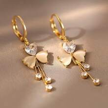 1 đôi, kiểu dáng thanh lịch, thiết kế hoa độc đáo và sang trọng, đính đá thủy tinh nhân tạo với tua rua, bông tai thời trang phù hợp cho phụ nữ khi khiêu vũ hàng ngày, dự tiệc, lễ hội và các buổi tụ họp. - Vàng - Xem 4