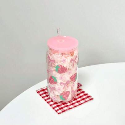 1 pieza Taza de plástico rosa con lazo de 16 onzas con tapa y pajita, perfecta para servir café helado, batidos y otras bebidas. Es un regalo ideal para mujeres y hermanas, y también es adecuada para la oficina, la oficina en casa, el regreso a la escuela y los estudiantes.