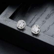 1 Đôi bông tai tròn đính đá Cubic Zirconia sang trọng, tối giản, phù hợp để đeo hàng ngày, dự tiệc và làm quà tặng kỷ niệm. - Nhiều màu - Xem 4