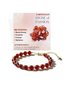 1 chiếc vòng tay charm thủ công điều chỉnh được, làm từ hạt đá tự nhiên mạ vàng 14K, kiểu dáng thanh lịch, có tác dụng chữa lành, dành cho nữ, trang sức tinh tế. - Nhiều màu - Xem 10