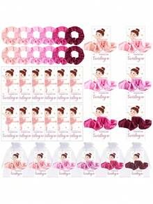 Set de 10 piezas de recuerdos de fiesta con tema de ballet, incluye 10 scrunchies para el cabello y 10 tarjetas de agradecimiento de ballet, adecuado para recitales de danza o fiestas de cumpleaños con tema de ballet - Multicolor - Ver 11