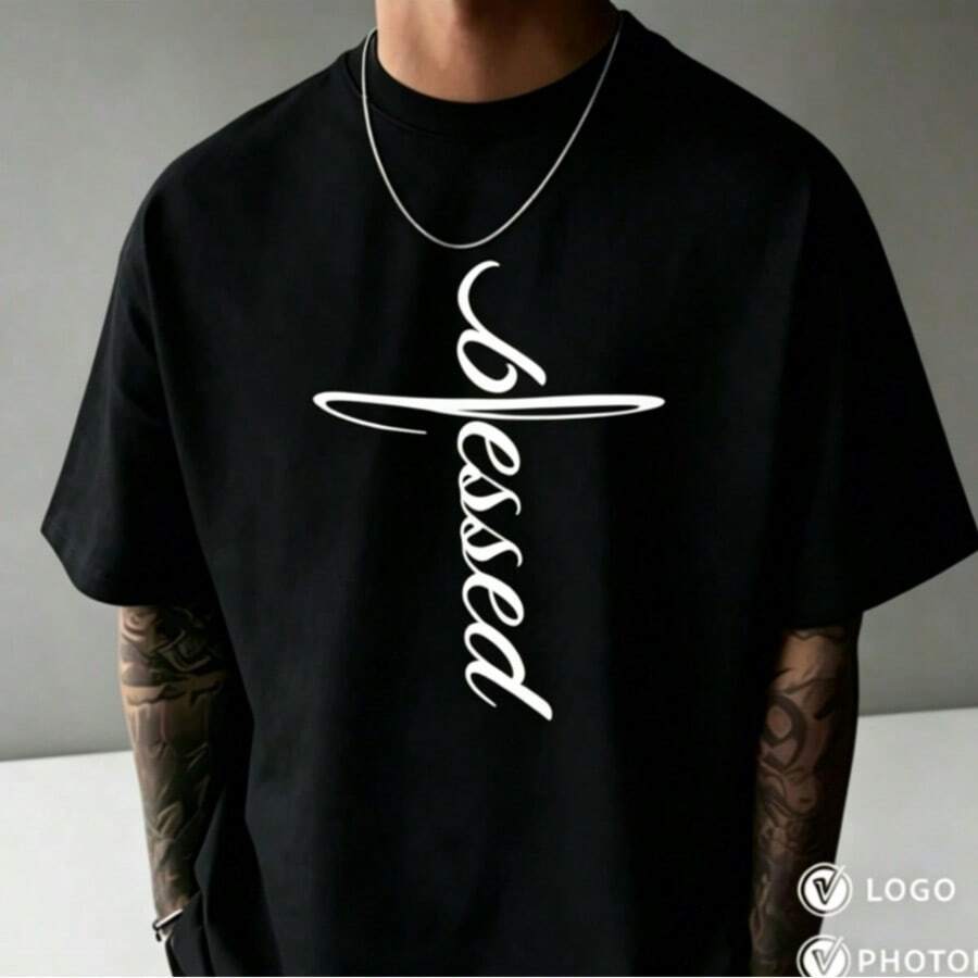 Camisas Para Hombre Ropa-Men'S Christian T-Shirt -White Top - Casual Attire-Ideal Religious Gift For Men-Summer Tops-Men'S T-Shirts-Graphic Tees Men - 黑色 - 查看 1