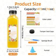 Tomnk 12/36pcs 16oz Juice Bottles, Plastic Bottles With Lids, Reusable Clear Containers For Juice, Smoothies, Cola, Water And Other Beverages, For Back To School Season - Clear - View 17