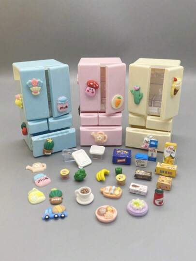 1pc Highly Realistic Dual-Door Refrigerator Toy, Comes With Packaging Box, Exquisite Craftsmanship, Suitable For Youth, Made Of High-Quality A8 Material In Multiple Colors, Refrigerator Toy, Stress Relief Toy, Sensory Toy