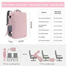 Travel Backpack For Women, Carry On Backpack With Water Bottle Pocket & Shoe Pouch, TSA 15.6inch Laptop Mochila Flight Approved, Nurse Bag Casual Daypack For Weekender Business Hiking, Pink - 杏色 - 查看 6