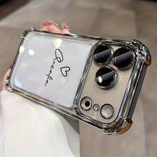 Funda para teléfono:Funda de lujo electroplateada antigolpes transparente con protector de lente de vidrio, personalizada con nombre, compatible coniphone 11/11 pro/11 pro max/12/12 pro/12 pro max/13/13 pro/13 pro max/14/14 pro/14 pro max/15/15 pro/15 pro max/16/16 pro/16 pro max/17/17 pro/17 pro max, acrílico con esquinas reforzadas, cubierta trasera transparente, regalo DIY para mujeres/hombres - Estilo (1 pieza) - Ver 6