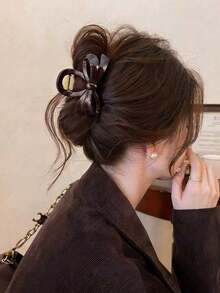 优雅蝴蝶结设计大号发夹 | 强力固定发夹，适合浓密头发 | 时尚女士日常、派对、特殊场合发饰 | 防滑发夹，适合所有发质 | 经典优雅发饰，夏季沙滩抓夹，度假发夹 - 彩色 - 查看 2