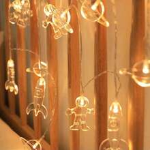 1 dây đèn LED 10 bóng hình phi hành gia, hành tinh, tên lửa dài 1.5m, trang trí phòng trẻ em, tiệc sinh nhật, tiệc lễ hội, trang trí nhà cửa, trang trí tường trong nhà, phòng em bé, dùng pin. - trong suốt - Xem 4