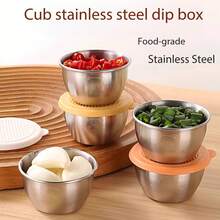 可爱小熊不锈钢酱料碗（多个），小型可叠放备料碗，适用于调味品、蘸酱和小吃 - 彩色 - 查看 5