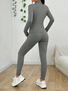 New Women's Slim-Fit All-In-One Set In Solid Color, Suitable Commuting, Dating And Family Gatherings. - Grey - View 4