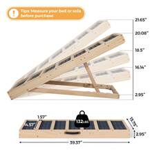 Folding Dog Ramp, Wooden Portable Pet Ramp With Anti-Slip Strips,4 Height Adjustable From 16" To 22", Dog Stairs For Bed, Car, Couch, Truck SUV, 132Lbs Capacity - Grey - View 8