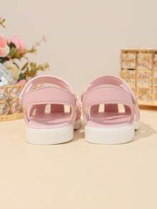 1 Paar Neugeborene PU Leder bestickte Blumen rutschfeste weiche Sohle bequeme modische klassische koreanische & europäische Stil Baby Sandalen/Vorläufer Schuhe, geeignet für Sommertragen - Pink - Übersicht 7