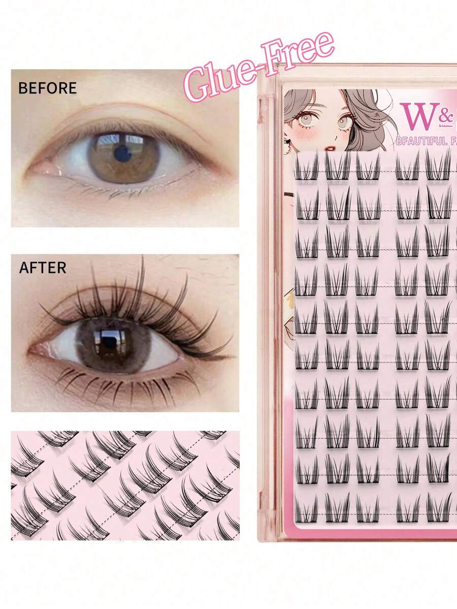 Waloshow 10 Rows Curled False Eyelashes, Basic Cosmetic - Black - View 1