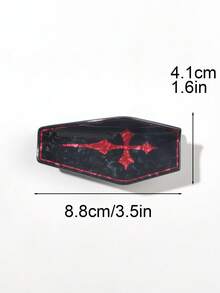 1 chiếc kẹp tóc hình quan tài màu đen bóng, có viền đỏ in hình chữ thập, phụ kiện tóc phong cách Gothic Punk cá tính cho các buổi hòa nhạc, tiệc tùng, cosplay và trang phục mùa hè. - Nhiều màu - Xem 3