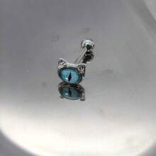 1 Piece Of Titanium Steel Little Devil Single-Eye Tongue Ring, A Cute And Edgy Personalized Piercing Accessory - 藍色 - 查看 9