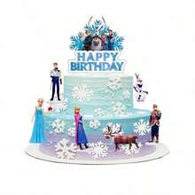 Hasbro Đồ trang trí bánh sinh nhật chủ đề băng tuyết, nĩa ăn bánh sinh nhật, trang trí tiệc sinh nhật tại nhà, đồ trang trí bánh Giáng sinh tự làm. - Xem 6
