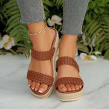 Platform Sandals Wedges Heels Womens Wedge Sandals Open Toe Comfortable Espadrilles Summer Outdoor Beach Walking Travel Shoes - 棕色 - 查看 8