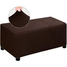 4 Sizes Jacquard Durable Customized Stretch Footrest Ottoman Cover Folding Storage Stool Furniture Protector Rectangle Slipcover - 灰褐色 - 查看 25