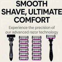 Manual Security Razor For Men, 6-Layer Stainless Steel Hair Removal Shaving Blades, Replaceable Shaver Heads - Multicolor - View 9