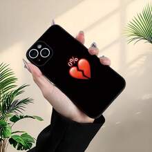 Funda para teléfono: Diseño minimalista con corazón rojo aplastado, 0% de patrones, moderna y protectora, con características a prueba de golpes y resistente a caídas.Diseño unisex adecuado para iPhone 17/16/15/14/13/12/11/8/16 Pro Max Plus 17AIR Mini XS XR. - color - Ver 3