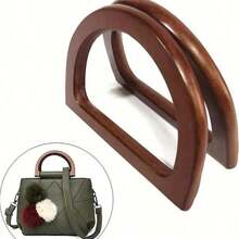 2pcs D-Shaped Wooden Wallet Handle, Durable Bag Grip Accessory Suitable For DIY Woven Straw Beach Bags And Handbags - Multicolor - View 6