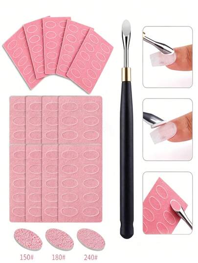 50 piezas Kit de pulido de uñas: Incluye tiras de pulido de uñas rosas y herramientas rusas de cuidado de uñas. Contiene bloques de pulido, bandas de lijado para remover gel, y varias herramientas de pulido de uñas. Diseñado para remover esmalte de uñas, uñas de gel, cutículas y callosidades. Caja de herramientas esencial para técnicos de uñas y salones de uñas.