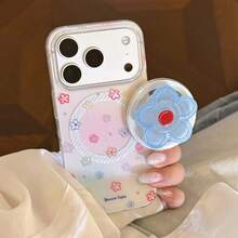 GUCADI Giá đỡ từ tính màu trắng mờ hình hoa 5 cánh + lưới màu xanh dương, phù hợp với 17PM, vừa với các kích thước 17, 16 inch. Giá đỡ từ tính lấp lánh, 15 inch, 13 inch, phong cách cô gái, hình học, nghệ thuật, tối giản, tươi mới, độc đáo, phong cách . - trắng - Xem 4