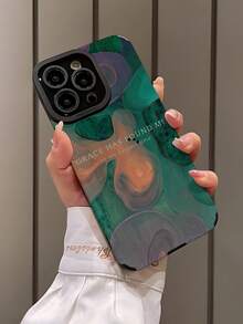 1pc Vintage Slogan & Letter Pattern Faux Leather Soft Shockproof Phone Case Compatible With Iphone & - Multicolor - View 3