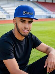 1 pieza Gorra de béisbol con visera plana con letras de los 12 signos del zodíaco, transpirable y ajustable, adecuada para hombres para correr y hacer ejercicio - azul real - Ver 4