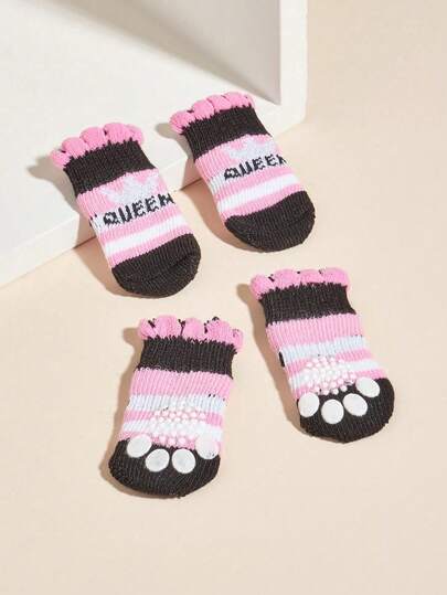 4pcs/Set Anti-Slip Pet Socks, Dog Socks, Cat Socks