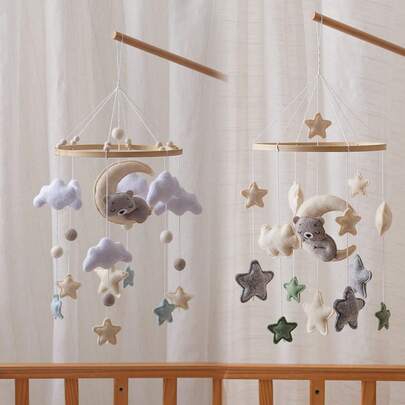Handmade Baby Sheep & Star & Moon Bed Bell, Baby Mobile Crib, Cute Animal Shaped Toys, Educational, Improve Hand-Eye Coordination, Prevent Myopia, Nursery Room Decor, Mixed Colors, Newborn Rattle Toys, Best Gift For Parent-Child Interaction, Birthday, Christmas
