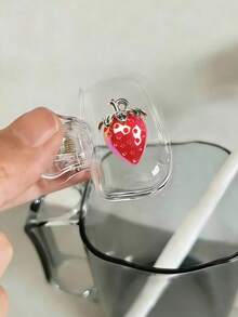 2pcs Transparent Red & Green Strawberry Pattern Toothbrush Holder, Cute Design Portable Home & Travel Storage Box With Transparent Cover, Compact & Convenient, Protect Toothbrush Head, Dual-Hole Drainage & Ventilation, Suitable For Home, Dorm And Outdoor Use - Multicolor - View 4
