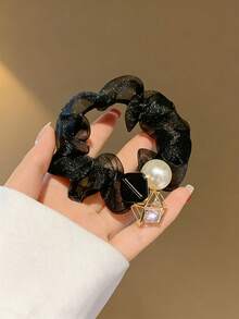1/3 Sets Of Pearl Rhinestone Mesh Hair Ties, Multifunctional Elastic Hair Ties, Random Colors, Spring And Summer Ponytail Hair Ties, Hair Ropes, Hair Ropes, Beauty Home Hair Accessories,Festival,Party - Multicolor - View 15